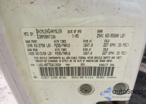 2005 Jeep Liberty Sport из США, поврежденный, VIN 1J4GL48K75W612620